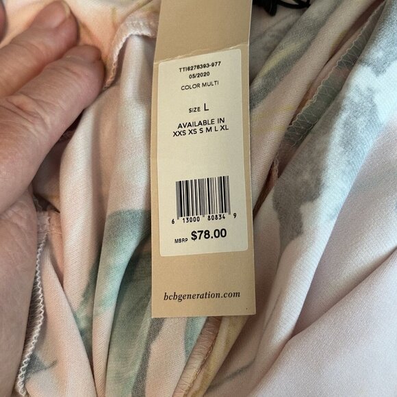 BCBGeneration Dress Twist Wrap Mini BOHO Multi Floral Size L Faux Knot NWT - Picture 6 of 6